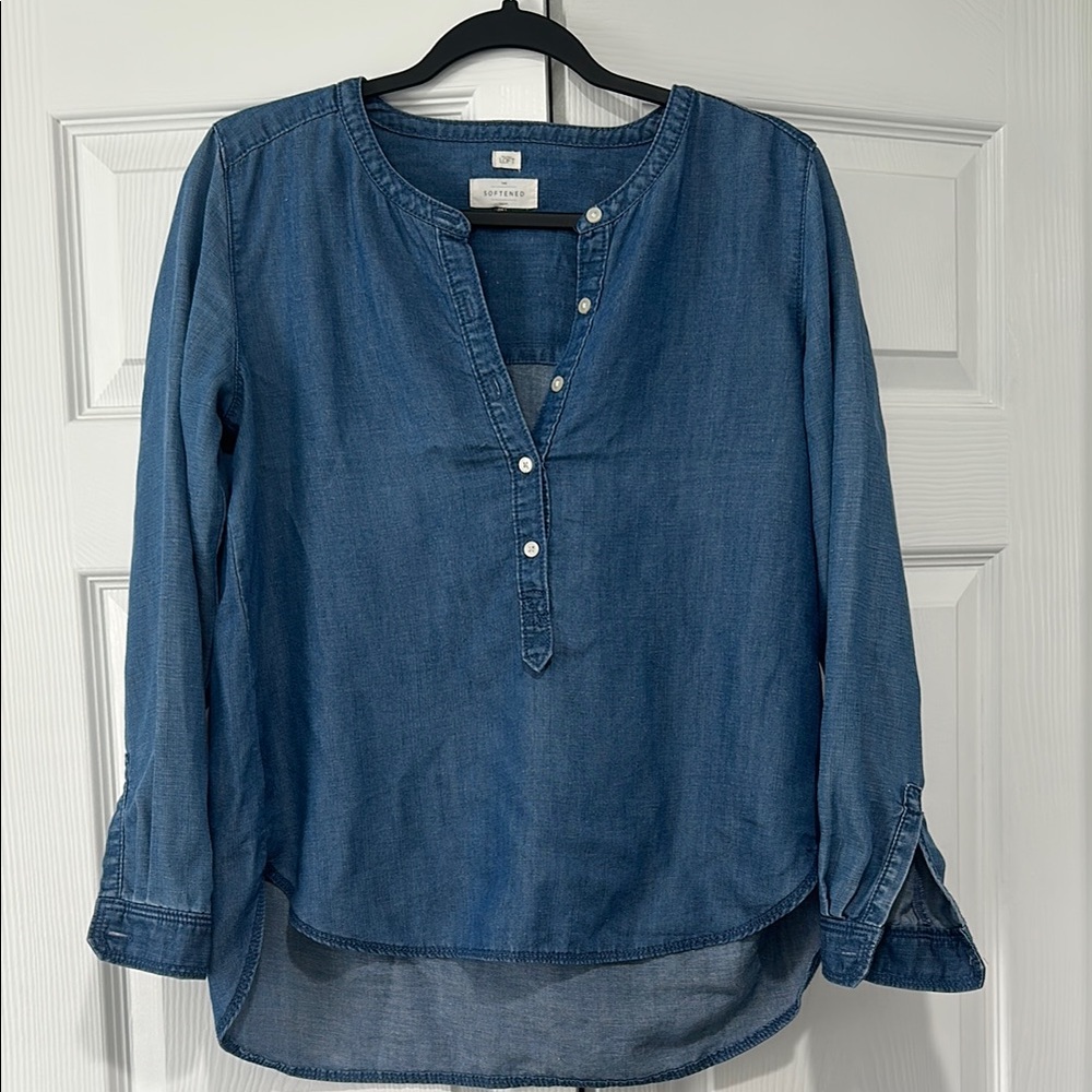 Loft Women's Blue Denim Top